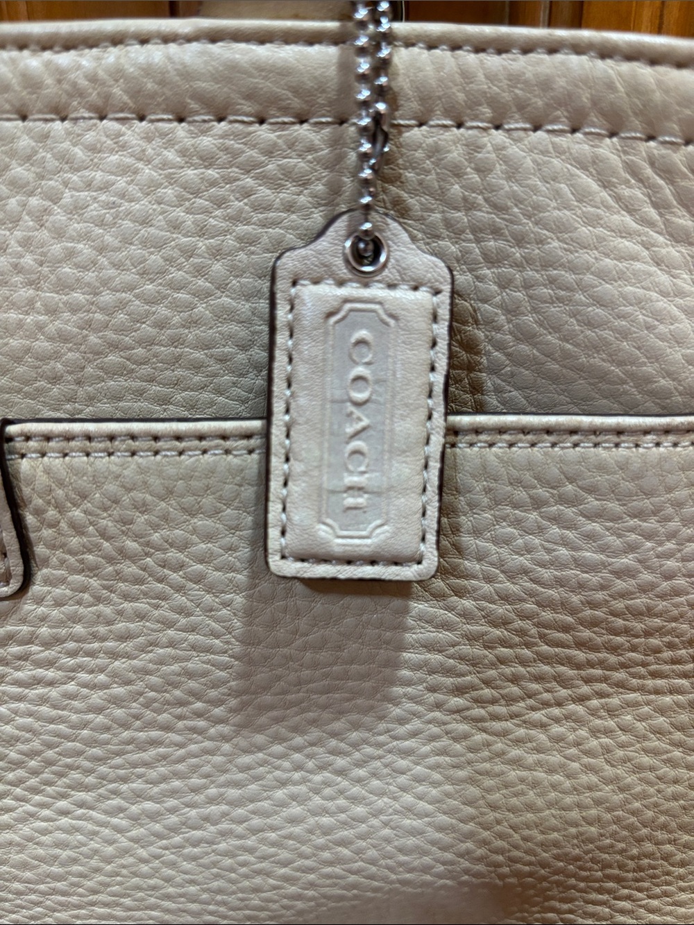Coach Pebbled Leather Shoulder Bag in Cream - Picture 5 of 6